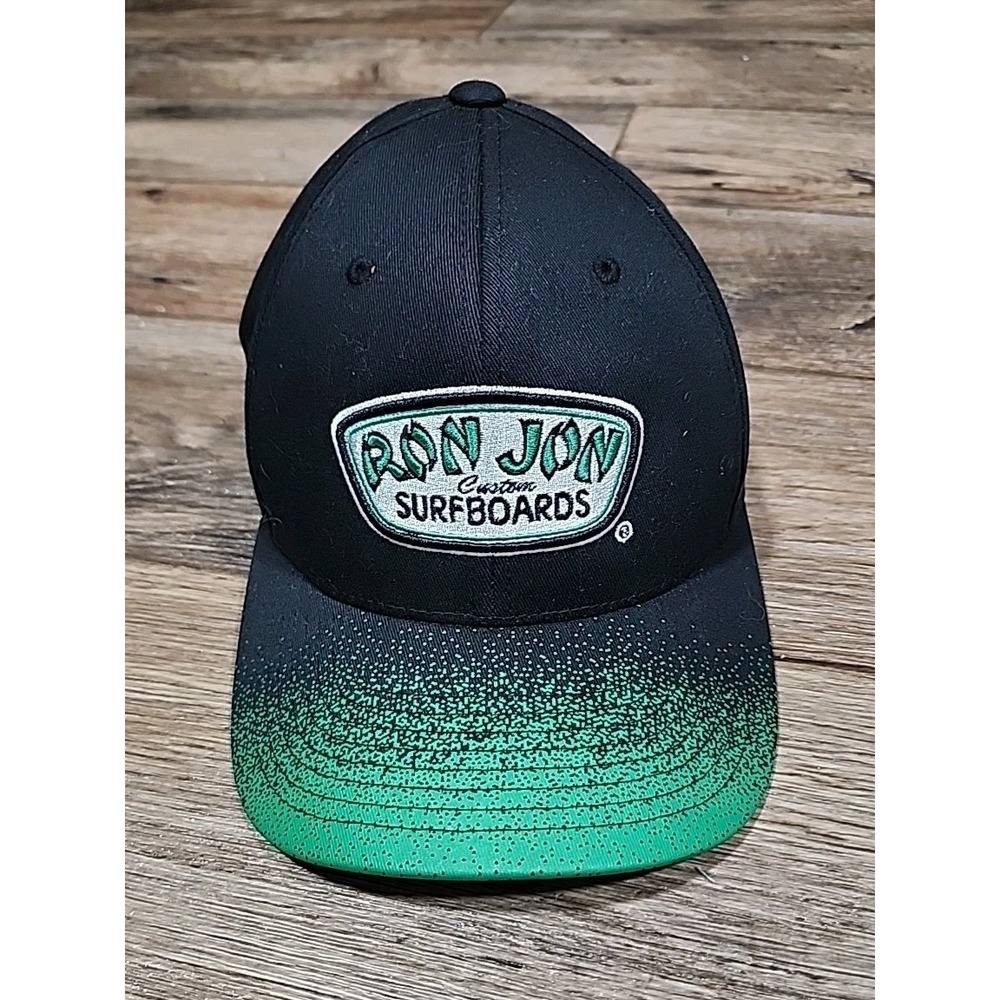 Ron Jon Surfboards Hat Cap Surf Shop Flex Fit Green Black Vtg Baseball Fitted
